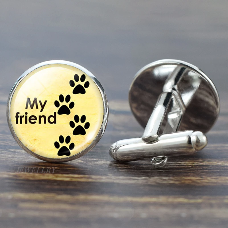 Запонки с принтом собачьей лапы для мужчин запонки набор запонков Свадебные