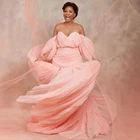 Женское платье с открытыми плечами Ever Pretty, длинное вечернее платье из тюля розового цвета, с юбкой годе, элегантное платье для свадьбы