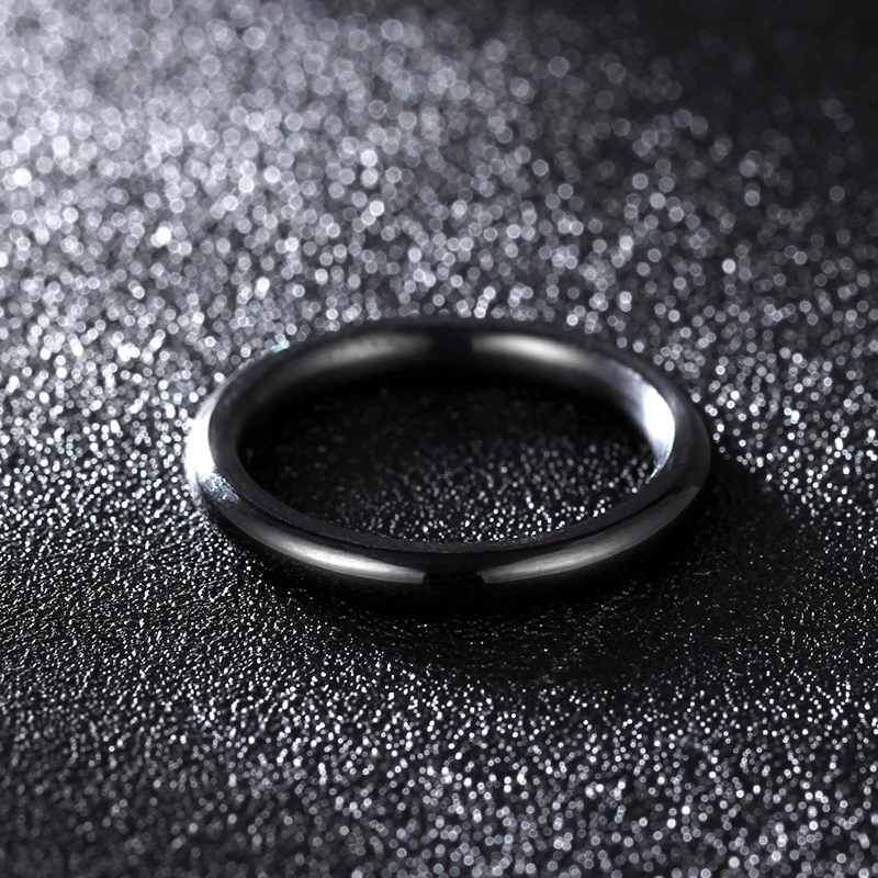 Black 3mm 4 мм 2 мм золото титановая сталь пара кольцо для мужчин и женщин - Цвет основного камня: Black 3mm