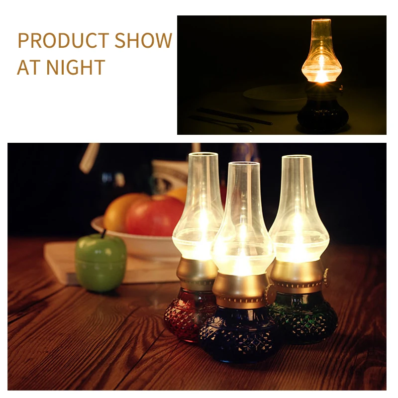

Creative Retro Lamp Blowing Control Nostalgic Table Light Kerosene Shape Led Night Lamp USB Charging Dimmable Personalized Gifts