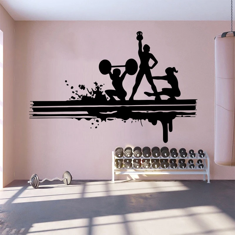 Виниловая вырезка для фитнеса клуба женского здоровья бодибилдинга гантели обои