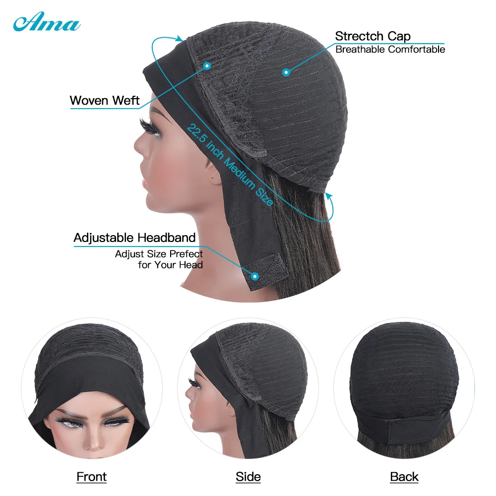 

Ama Jerry Curly Headband Wig Human Hair Wigs For Black Women Brazilian Curly Scarf Wig No Gel Glueless Remy Human Hair Wigs