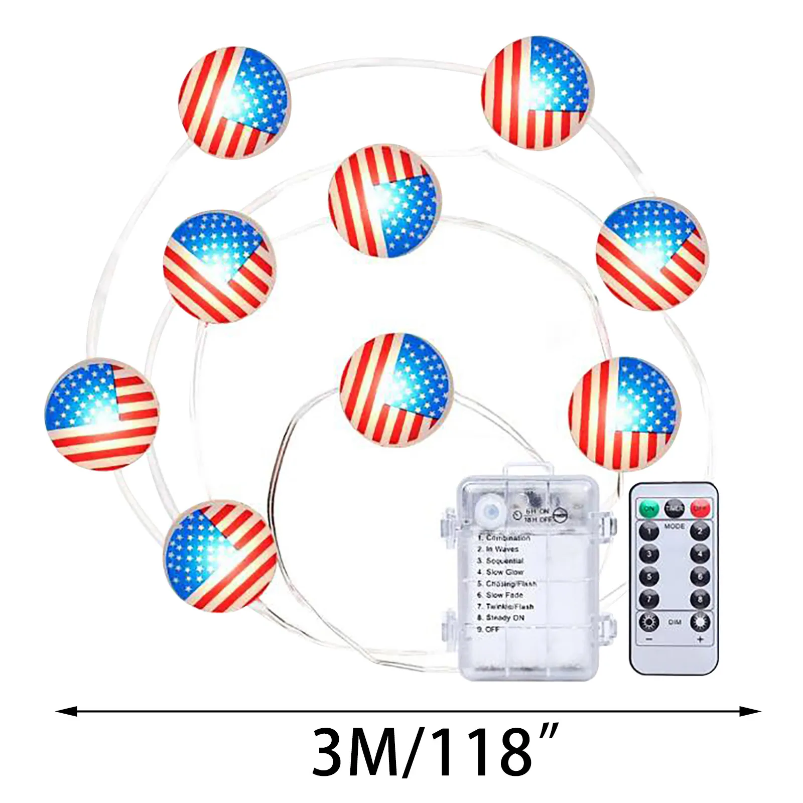 

Independence Day Led Flag Star Shape Light String American Independence Day Light String Lights Remote Timer Control Operated