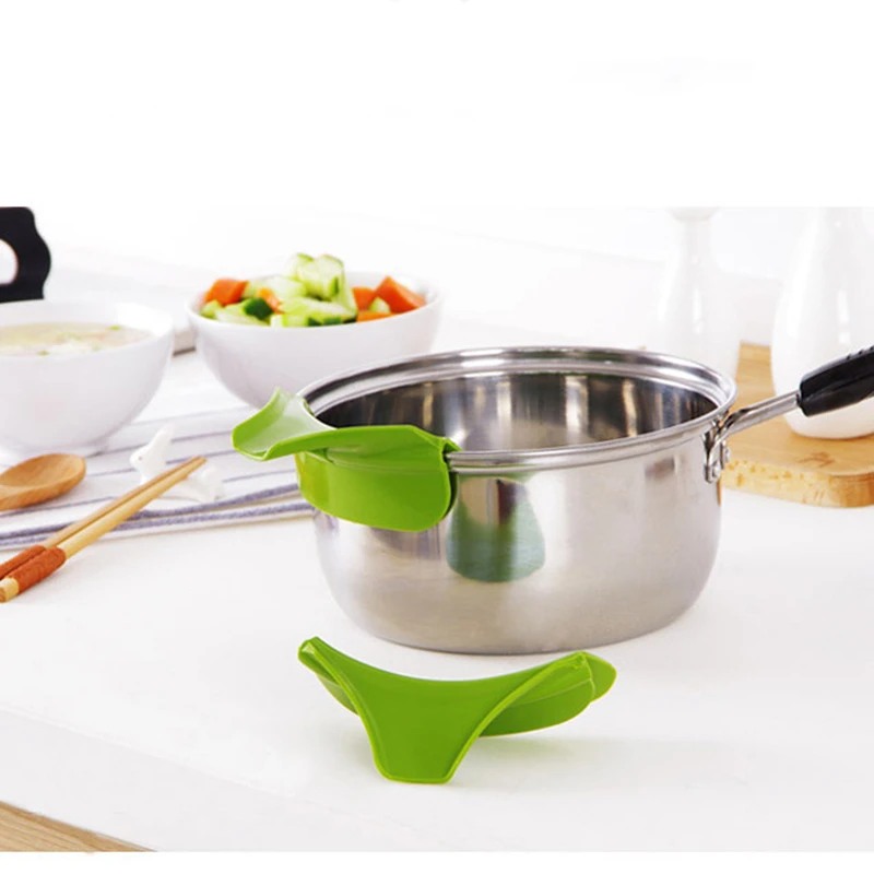2PCS New Creative Silicone Anti-Spill Kitchen Pots Cookware Edge Diversion Nozzle Pour Soup Spout For Liquid Funnel Utility Tool |