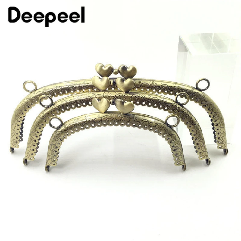 

2/5 шт. 12,5/16,5/20,5/25 см полукруг с тиснением в форме сердца с механизмом поцелуем-застежкой металлическая рамка для кошелька, DIY ручки для сумки а...
