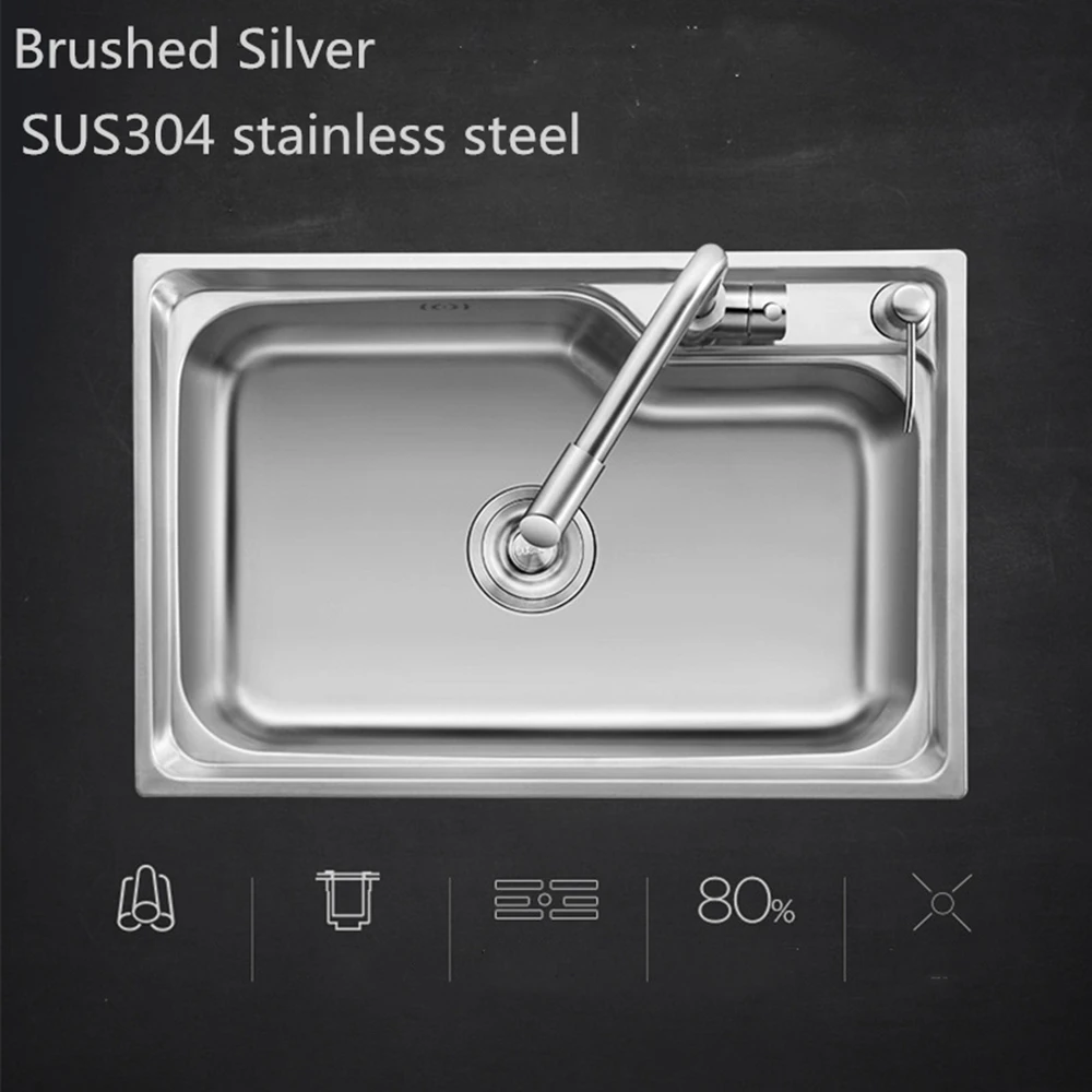 Толщина кухонная раковина из нержавеющей стали над счетчиком щеткой с одной