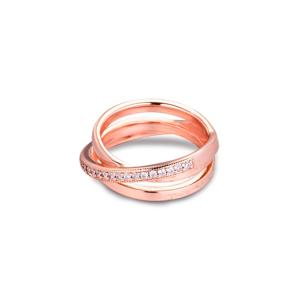 

100% 925 Sterling Silver Rings for Women Crossover Pave Triple Band Ring Fashion Jewelry Wedding Party Gift Wholesale