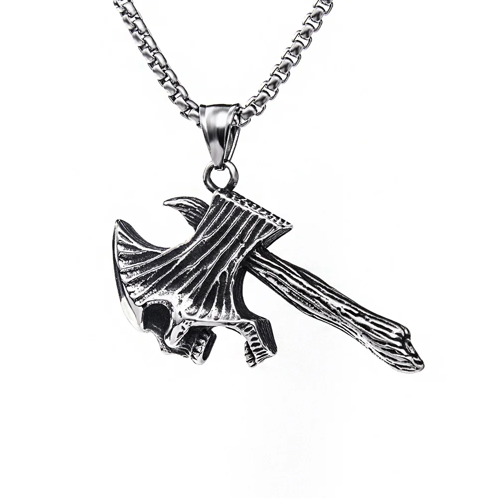 

Trendy Wild Skull Tomahawk Pendant 2021 New Hip Hop Titanium Steel Stainless Steel Axe Men's Necklace Fashion Jewelry Wholesale