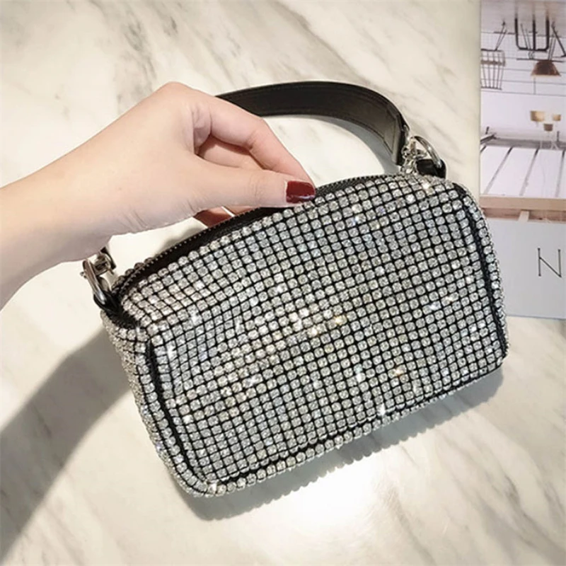 

1 PC Full Rhinestone Clutches Bag Women Men Top-handle Handbag Evening Bag Crossbody Messenger Clutches Dropship New Arrival