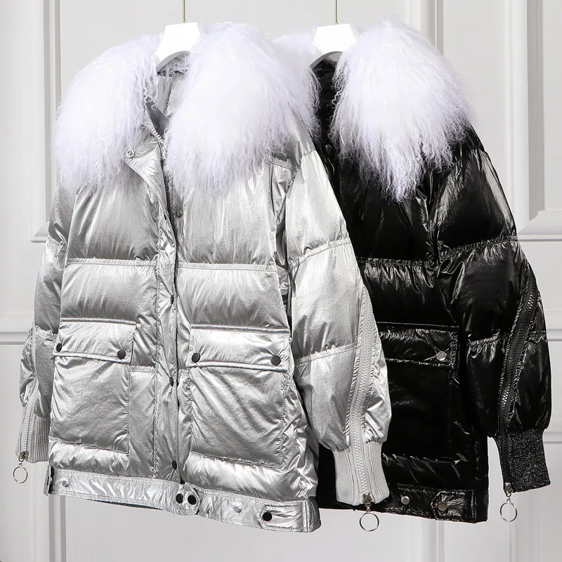 Женская парка на 90% белом утином пуху Толстая теплая куртка средней длины с