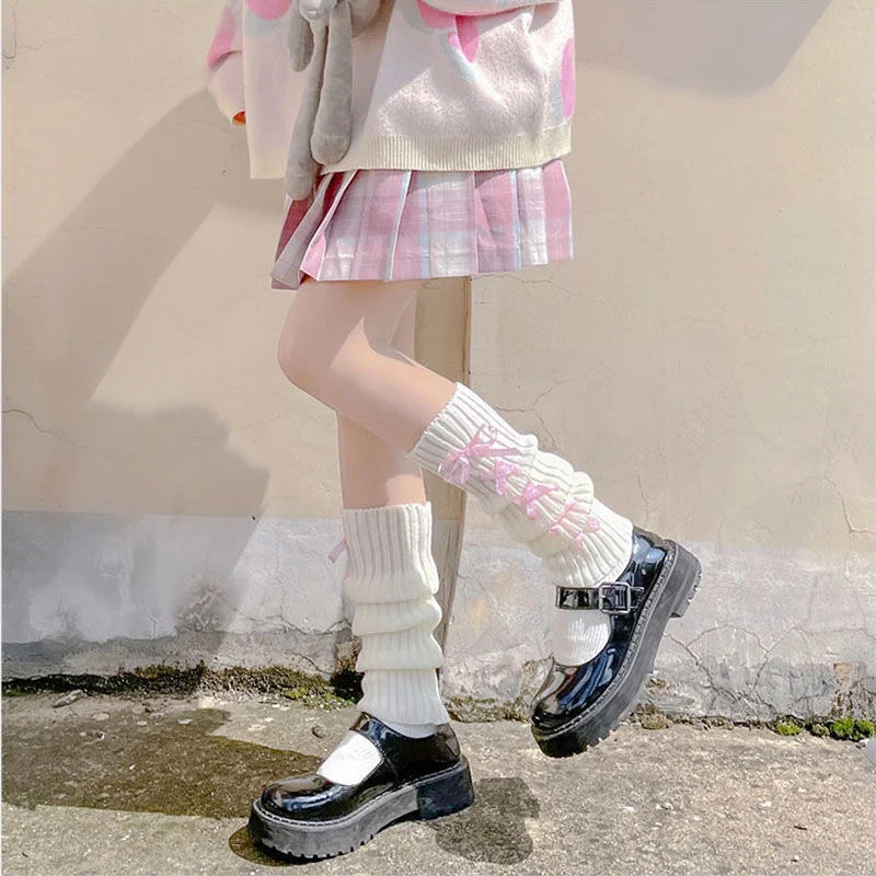lengthen Japanese Lolita Sweet Girl Leg Warmers Knitted Foot Cover Women Autumn Winter Leg Warmer Socks Heap Heap Socks