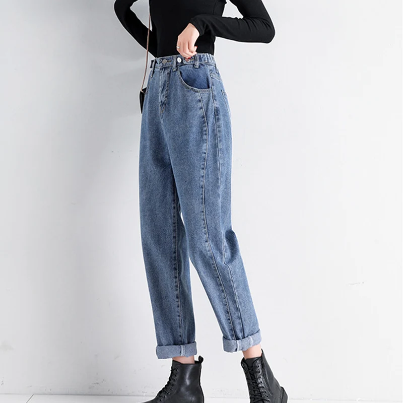 

Women Solid Vintage High Waist Wide Leg Denim Trousers Simple All-match Loose Fashion Harajuku Women's Chic Casual Jeans