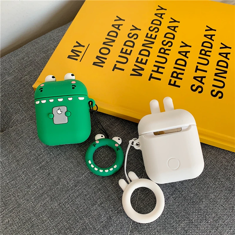 Для AirPods чехол 3D милый мультяшный чехол для наушников s для Apple Airpods 2 забавные аксессуары Защитная крышка с кольцом на палец