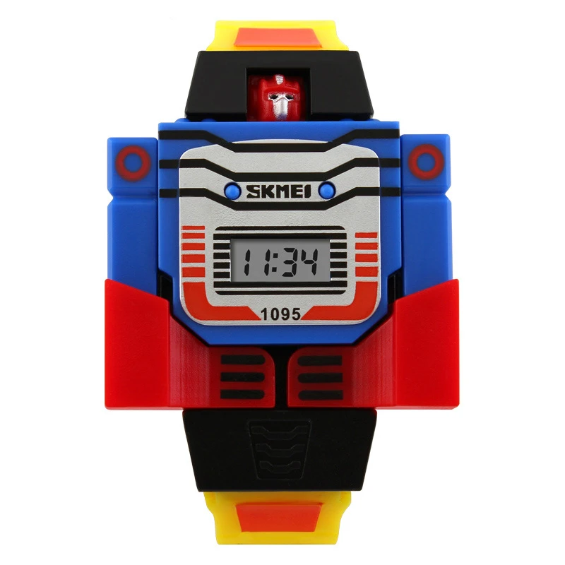 

Children's Watches Cartoon Anime Spiderman Deformation Robot Toy Watch Waterproof LED Kids Watch Gift Reloj Relogio