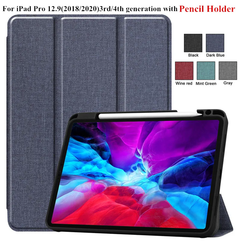 Чехол с тканевым рисунком для iPad Pro 12 9 2020 складной чехол карандашом планшета