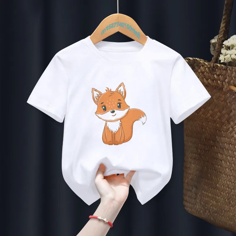 Camiseta para ni&ntilde;os de dibujos animados, camiseta blanca para ni&ntilde;os, animales, ardilla, regalo de verano-1