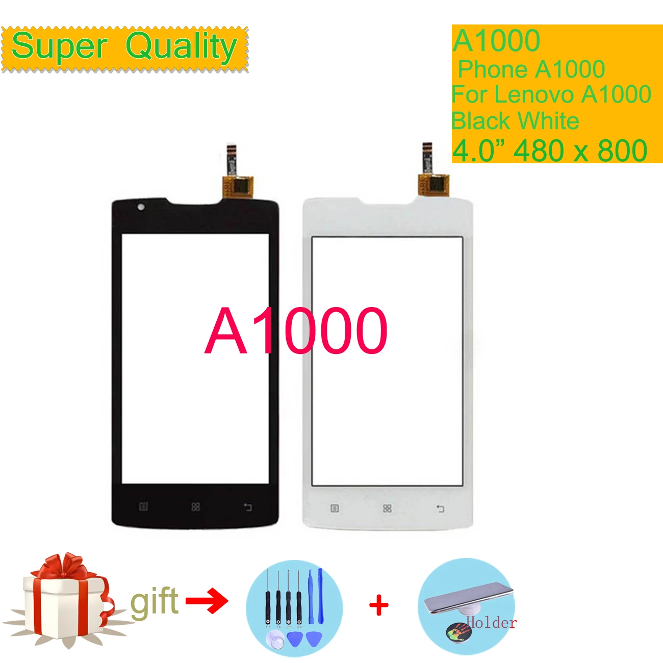 Для lenovo A1000 A 1000 сенсорный экран дигитайзер Сенсорная панель сенсор передняя внешняя стеклянная линза A1000 сенсорный экран без lcd 4,0"
