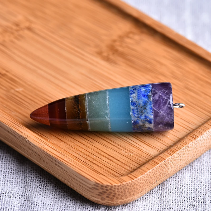 1 шт. кулон из натурального кварца минерала цветная пуля семь чакр украшение для