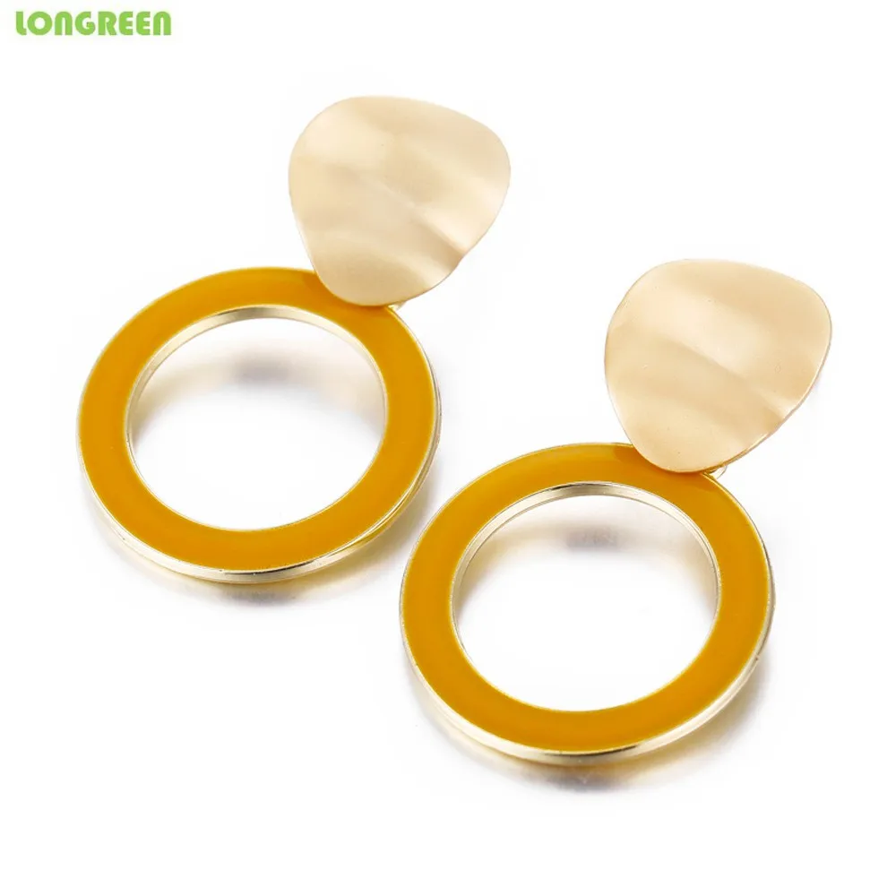 Style 13 yellow Metal Simple Stylish Geometric Round Unique Earrings For Women Girl Gifts Stainless Steel Earrings Set De Aretes Orecchini Donna - Окраска металла: Style 13 yellow