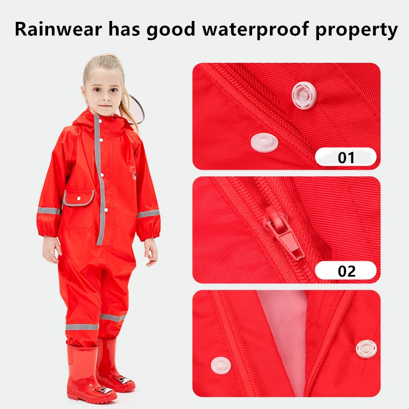 

Children Cartoon Waterproof Jumpsuit Raincoat Hooded Yellow Dinosaur Baby One-Piece Rain Coat Winter Keep Warm RaincoatA