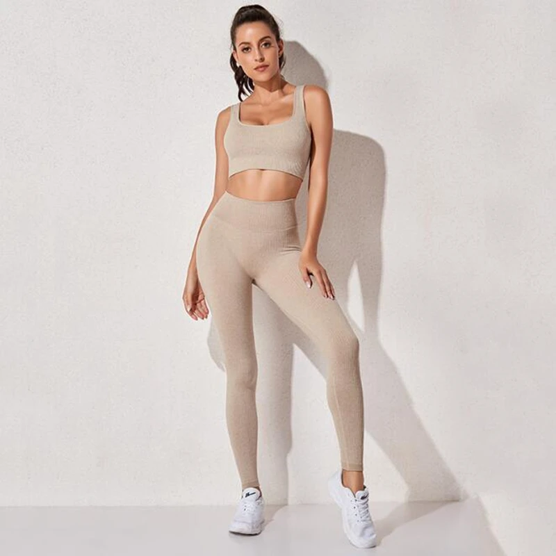 Женские Бесшовные комплекты для йоги спортивные костюмы с высокой талией
