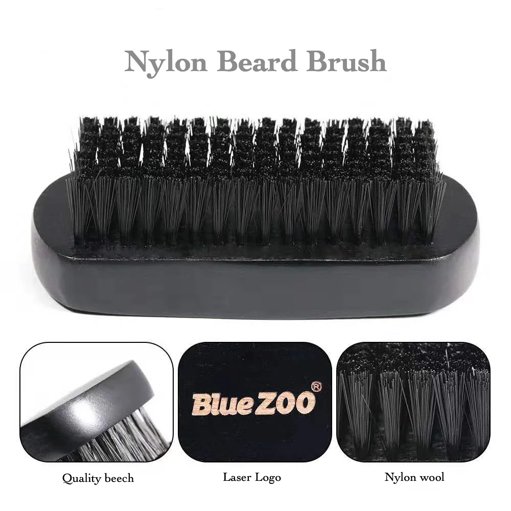 

Black Nylon Beech Beard Brush Men Beard Care Beech + Nylon Wool Bluezoo Double Face Beard Comb Portable Comb Care Products