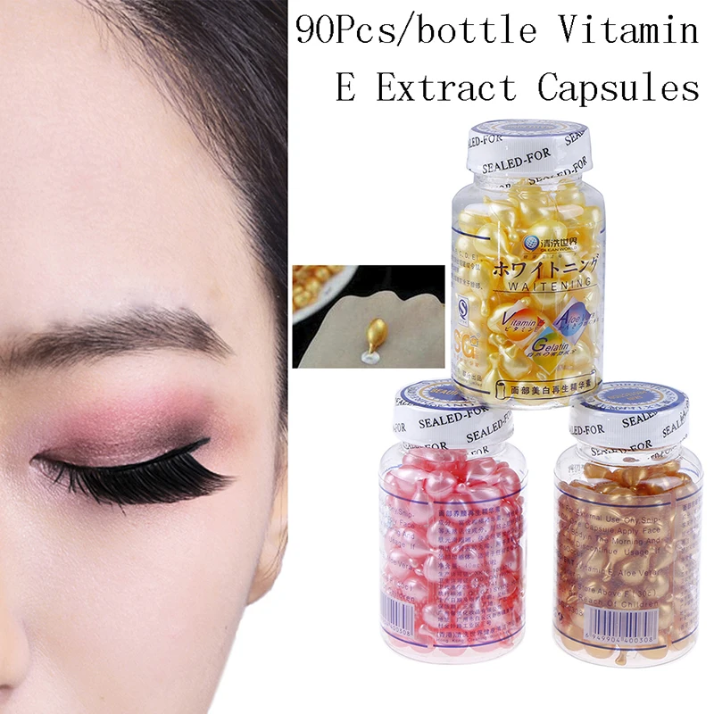 

Vitamin E Essence Capsules Serum Spot Acne Removing Whitening Cream Essence VE Extract Freckle Face Skin Care 90Pcs/Bottle
