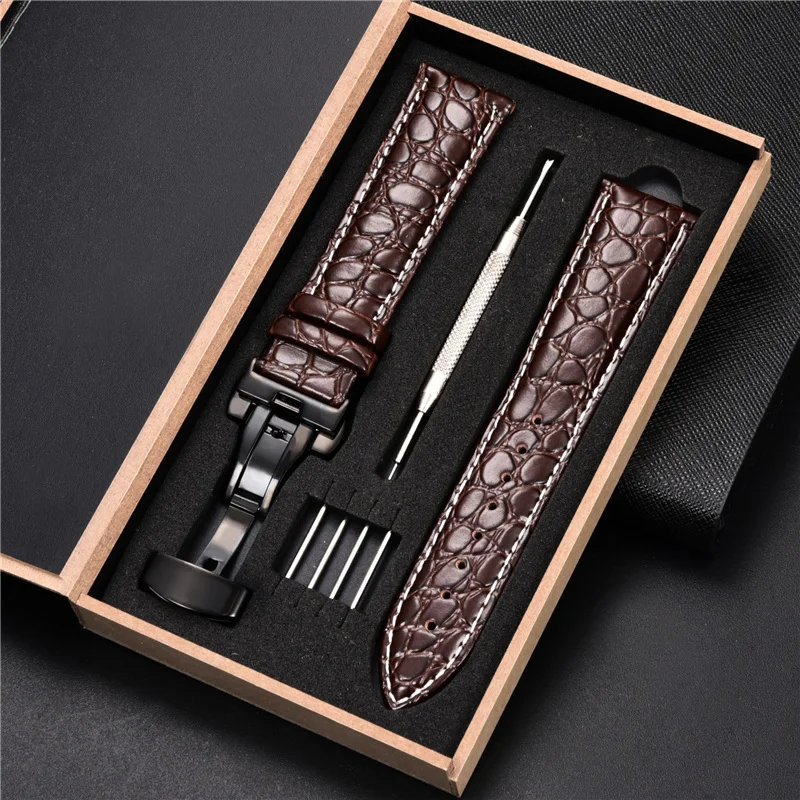 Ремешок для наручных часов кожаный браслет с автоматической застежкой из