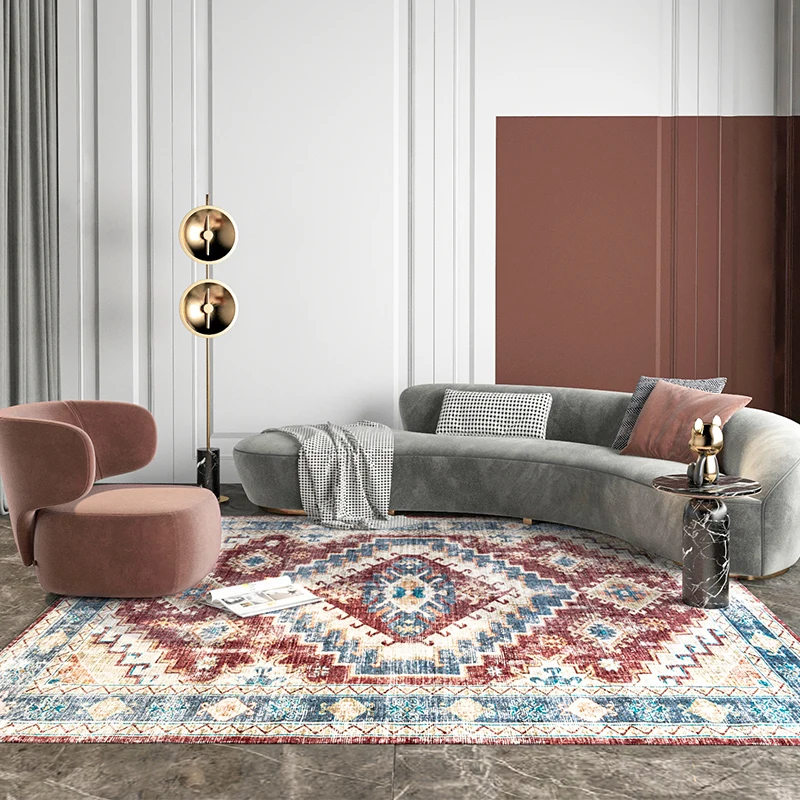 

American Style Living Room Carpet Vintage Area Rug Anti-skid Sofa Coffee Table Floor Mat Retro Luxury Large Rug Persian Carpet