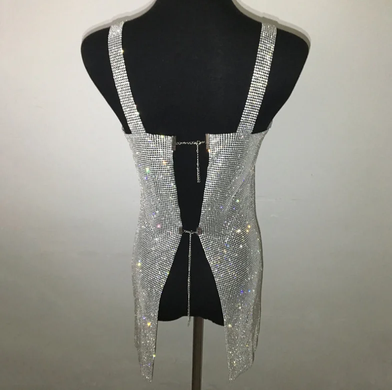 

HANDMADE OPEN BACK CRYSTAL RHINESTONE MESH STRAPPY SLIT STARDUST DRESS ICED DIAMANTE SHIRT TOP SEXY CLUBWEAR Lemon lunar dress