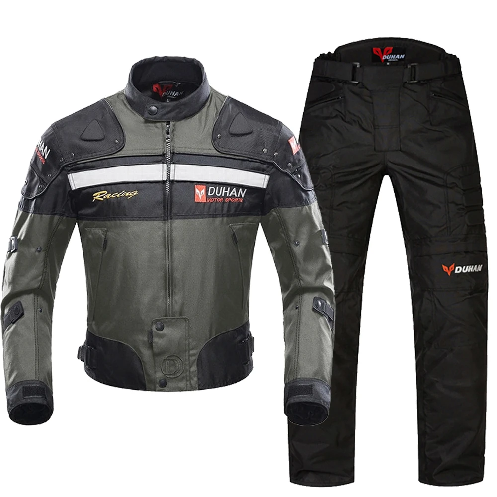 Grey jacket Pant DUHAN мотоциклетная куртка для верховой езды ветрозащитная мотоциклетная Защитная Экипировка для всего тела осенние зимние мото костюмы - Цвет: Grey jacket Pant