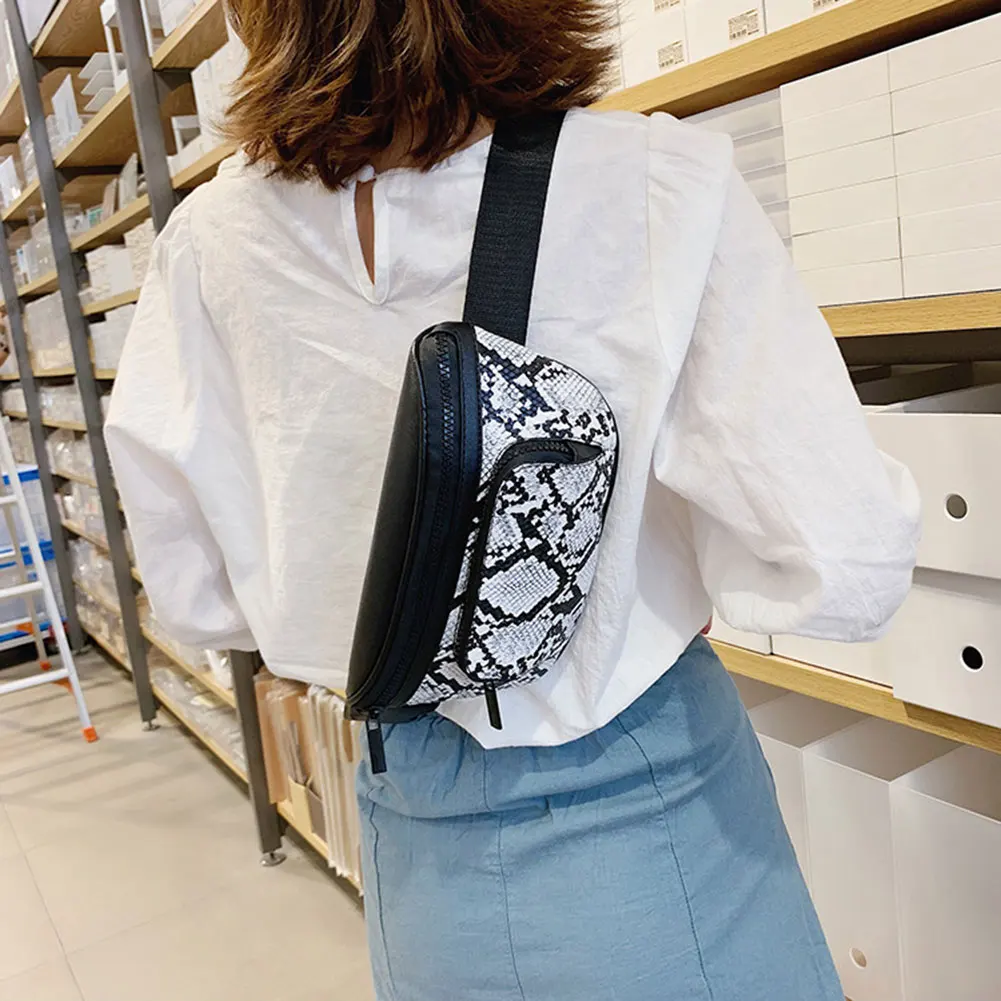 

Sac Main Women Waist Shoulder Crossbody Bag Snake Print Pu Leather For Mobile Phone Money