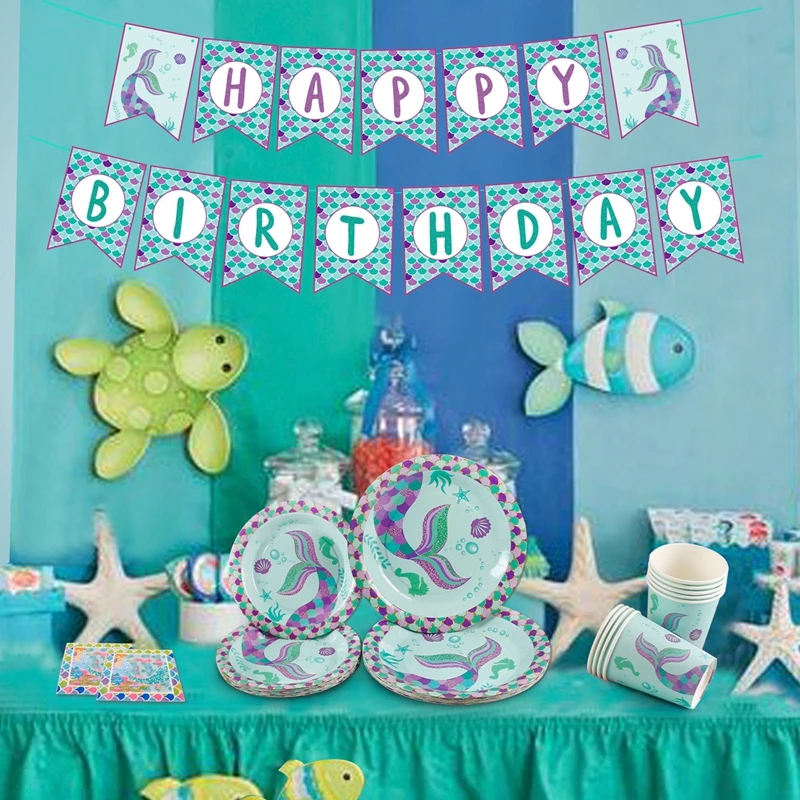 Staraise Русалочка одноразовый набор столовых приборов Русалка декор для вечеринки