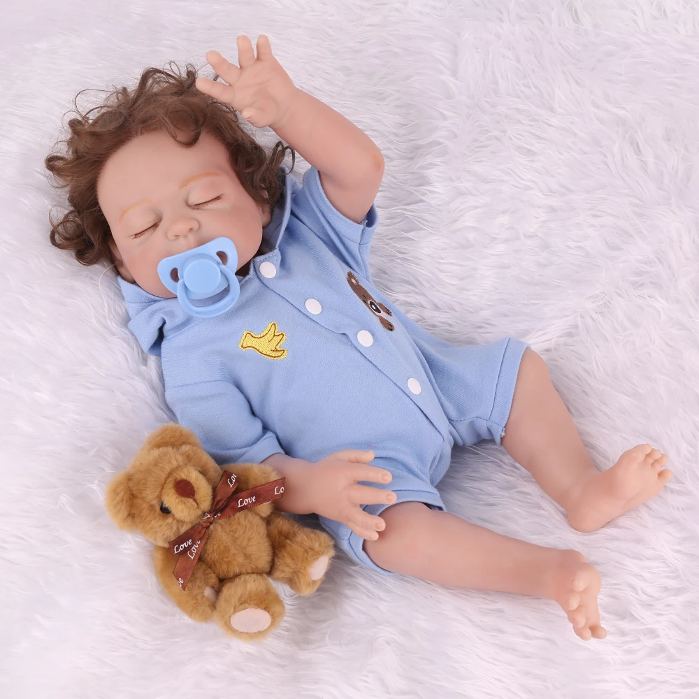 

Куклы reborn baby boy с милым синим медведем, имитация одежды, кукла для новорожденных, реалистичные силиконовые игрушки для виниловой ванны для д...