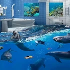 Подводный мир дельфины 3D напольная роспись настенные самоклеящиеся обои ванная комната дети спальня пол papel DE parede Waterproof