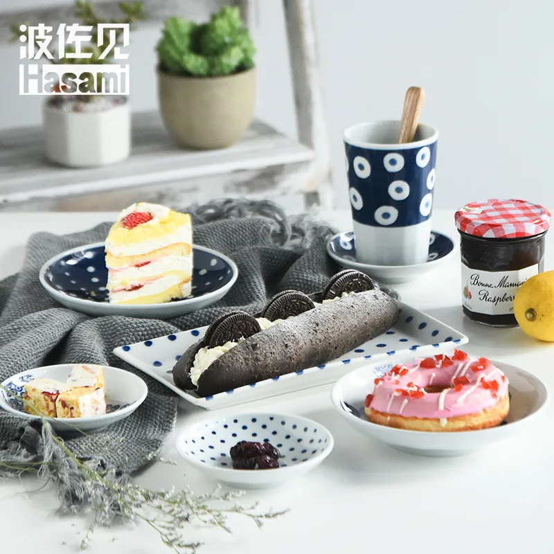 Indigo Lightweight Porcelain Plate Coffee Pot Meal Cup Spoon Six Enter Gift Box Set Japanese Imported Exhibition Wedding Gifts | Дом и сад