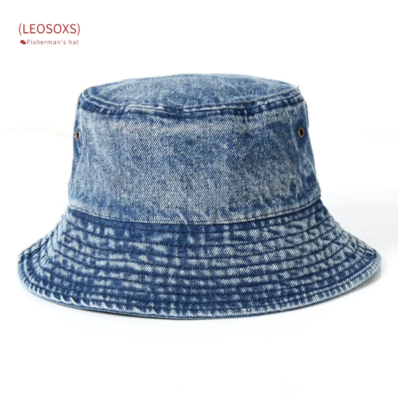 

Spring New Solid Color Washed Cowboy Fisherman's Hat Women Outdoor Sun Hat Four Seasons Section Lovers Fashion Wild Bucket Hats