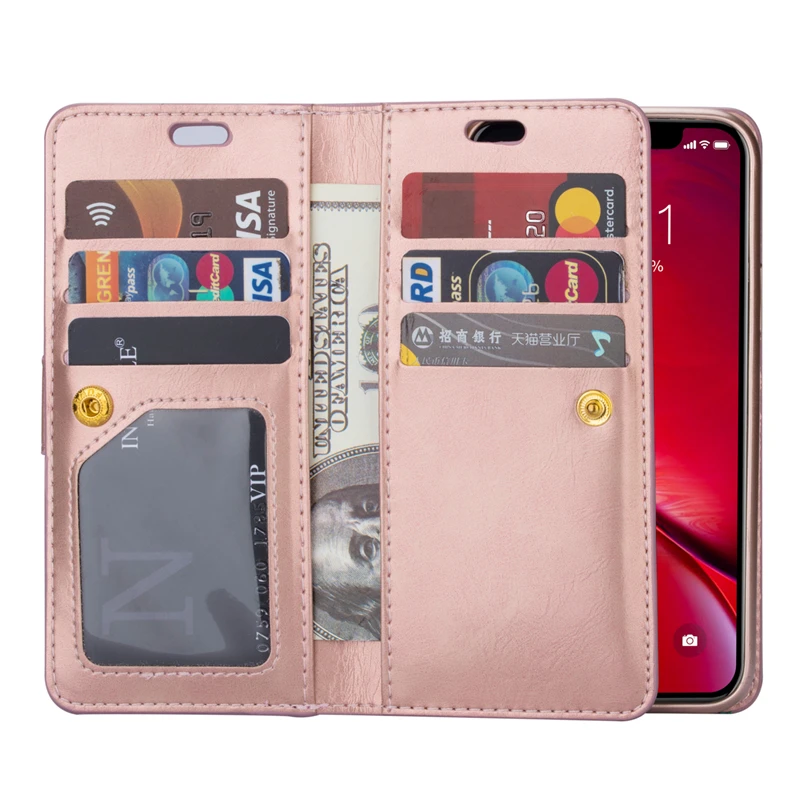 Чехол-книжка с бумажником для iPhone XS 11 Pro Max X XR, сумка из искусственной кожи, чехол на молнии с отделением для денег, карман на ремешке, чехол для мобильного телефона