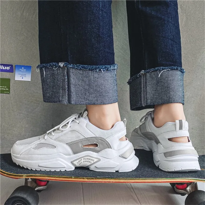 Кроссовки мужские на шнуровке из кожи в классическом стиле | Обувь