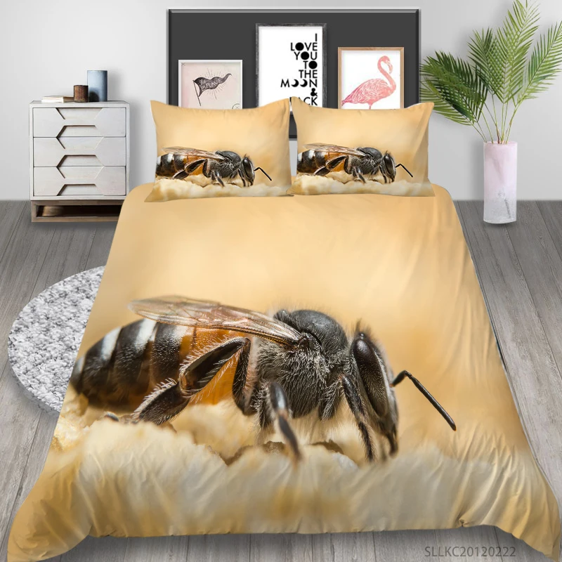 

Bee Duvet Cover Set Luxury Bedding Set Insect Beds Set Home Textiles Polyester Bedclothes Bedroom Decor Fashion Breathable