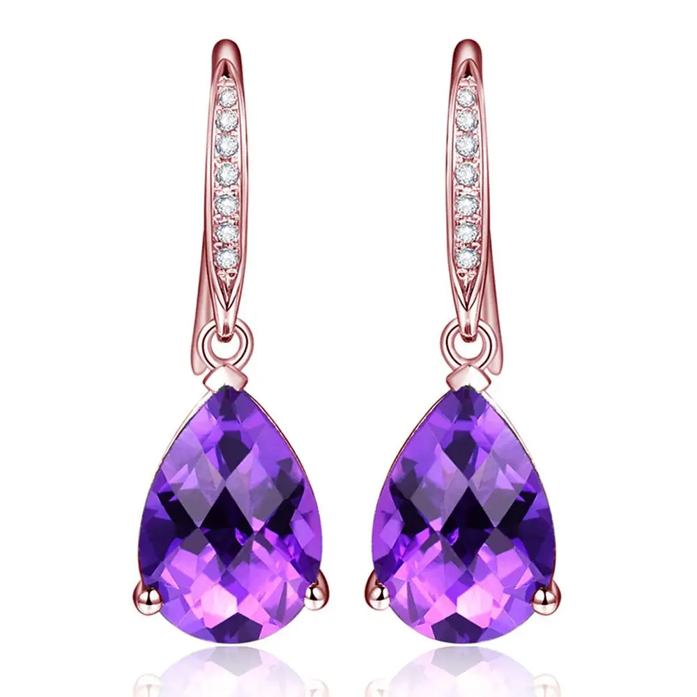 

Earrings for women 2020 Amethyst gemstones crystal dangle drop earrings fashion jewelry diamond fashion luxury christmas gifts