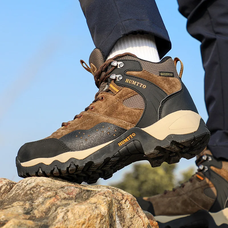 HUMTTO Outdoor Hiking Boots Men Climbing Shoes Tactical Hunting Camping Trekking Mountain Sports Cushioning Sneakers Big Size