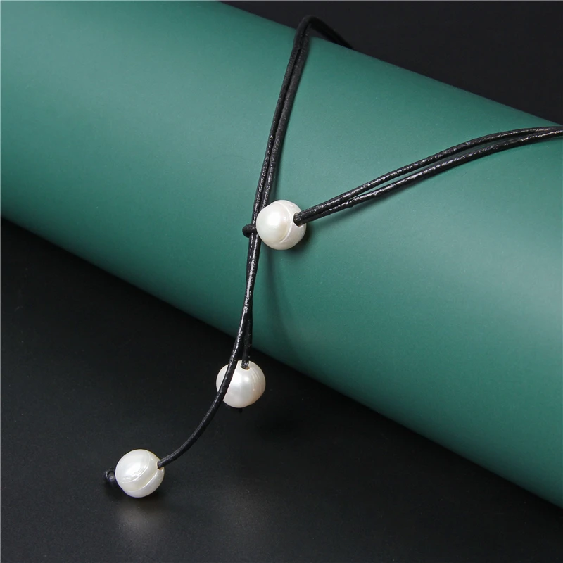 Натуральный жемчуг кожа веревка шнур ожерелья для ношения двумя способами