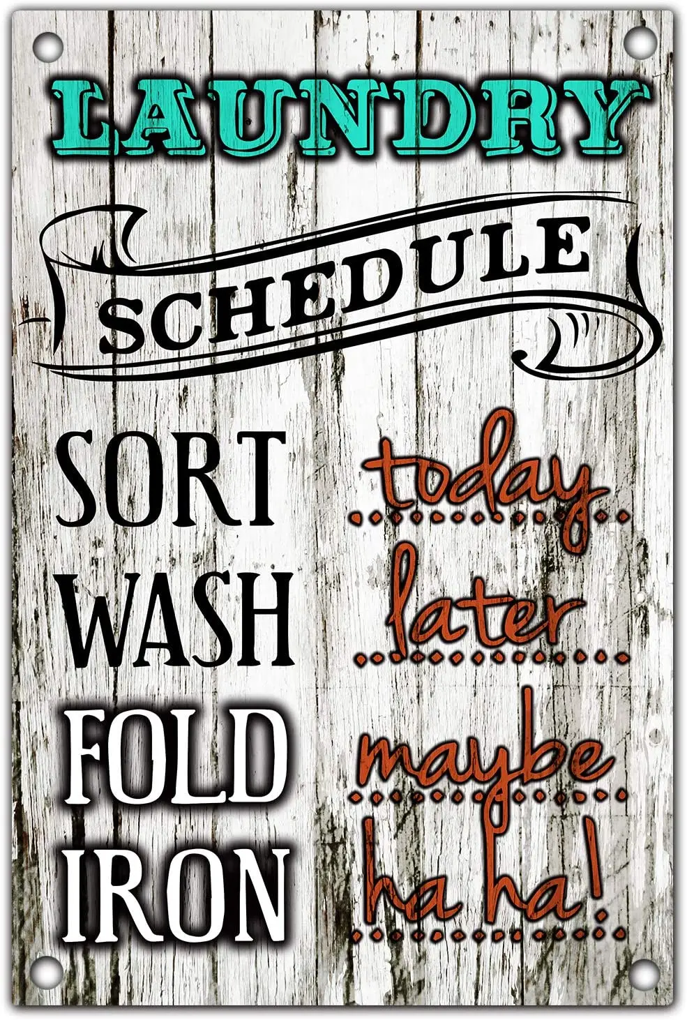 

BellowDeer Laundry Schedule Vintage Distressed Look Farmhouse Metal Sign Wash Laundry Room Decor