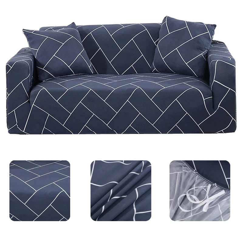 

Grey Sofa Cover Stripe Line Plain Elastic Stretch All Cover Sofa Covers for Living Room Couch Sofa Slipcovers 1/2/3/4 Seater