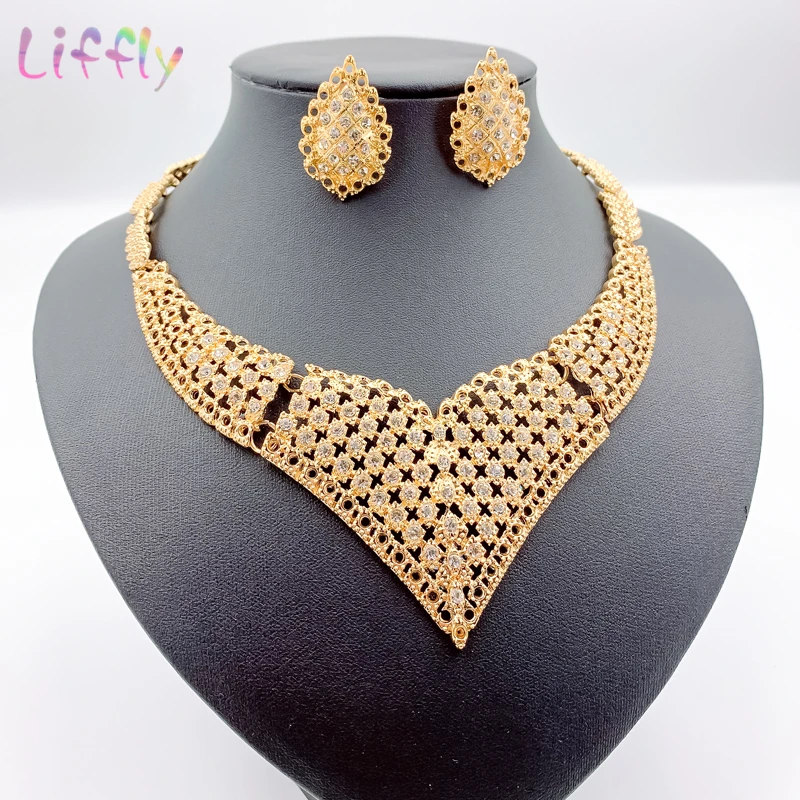 Новые африканские Ювелирные наборы золотое ожерелье браслет серьги кольцо