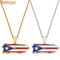 anniyo puerto rico map and colored flag pendant necklaces gold color pr puerto ricans jewelry gifts 136721