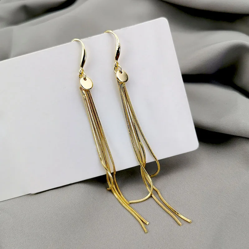 Винтажные простые длинные серьги золотые серьги-змеи на цепочке висячие