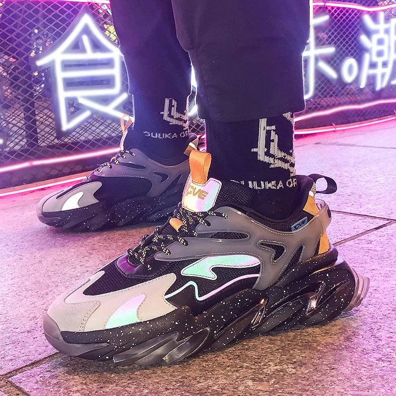 

2020 new autumn and winter leisure sports all-match jelly fun men's old shoes net celebrity increase ins trendy men's shoes