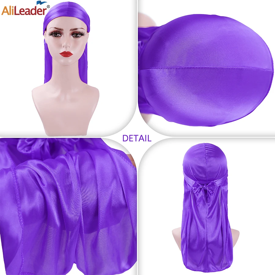 Оптовая продажа Шелковый головной убор Durag бандана черный красный синий унисекс